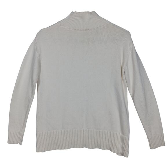 Beige Knit Sweater Top Pearled Front High Neck SIze Small Long Sleeve Unbranded - Picture 3 of 4